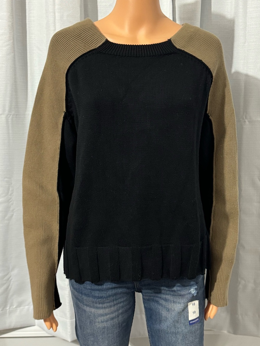 Pretty Grade & Gather size S black brown pullover long sleeve sweater new